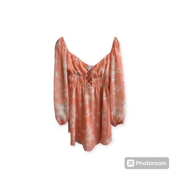 Hello Molly Sweet Harmony Romper Orange Floral Mini Vacation Balloon Slv 4 S - Picture 8 of 13